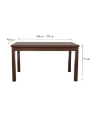 Stół rozkładany ST62/0/L, laminat, prostokąt, 1 wkład powiększający, 120-170/77/70 cm, noga 7x7 cm, DREW-MARK