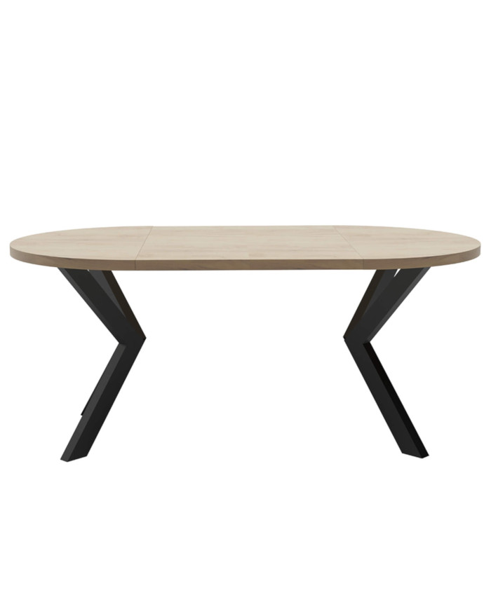 Stół rozkładany ST112/2/L/M, laminat, okrągły, 2 wkłady powiększające, 100-180/77/100 cm, nogi metalowe 4x7 cm, DREW-MARK