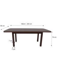 Stół prostokątny STL12, rozkładany, 160-200/75/90 cm, noga 7x7 cm, 1 wkład powiększający, DREW-MARK
