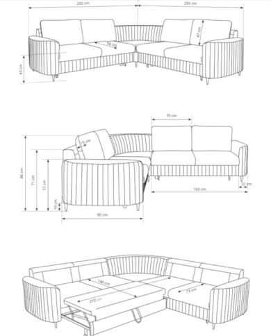 Narożnik Laren, funkcja spania, pojemnik, Laski Meble Narożnik Laren, funkcja spania, pojemnik, Laski Meble