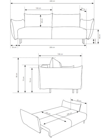 Sofa Adel, funkcja spania, pojemnik, Laski Meble Sofa Adel, funkcja spania, pojemnik, Laski Meble