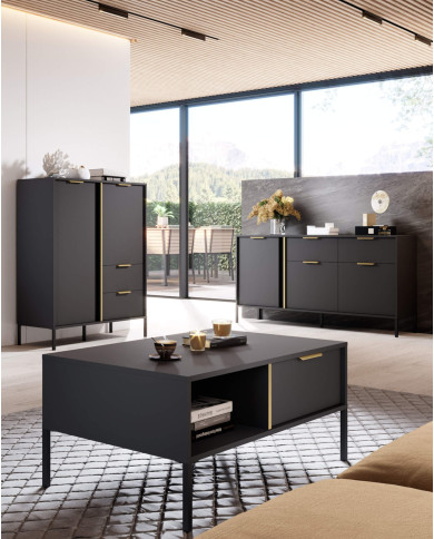 Komoda Lars 153 3d2s, drzwi, antracyt, Laski Meble