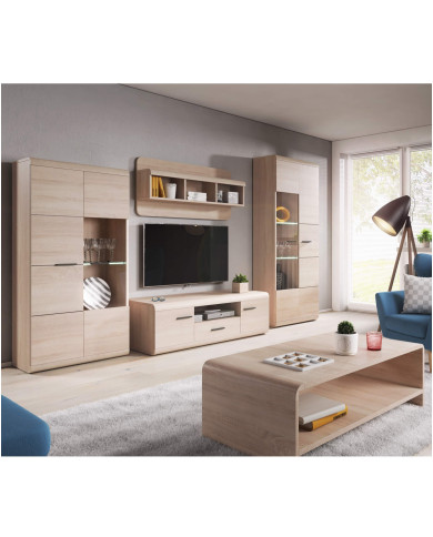 Witryna Link 80 niska, dwudrzwiowa, dąb sonoma, Laski Meble Witryna Link 80 niska, dwudrzwiowa, dąb sonoma, Laski Meble