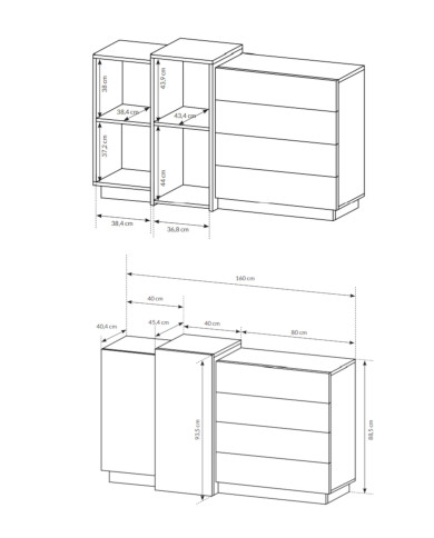 Komoda 3D 2d4s, drzwi, szuflady, biały/ dąb craft złoty, Laski Meble Komoda 3D 2d4s, drzwi, szuflady, biały/ dąb craft złoty, Laski Meble