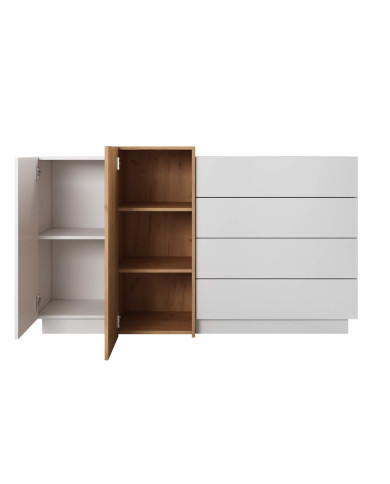 Komoda 3D 2d4s, drzwi, szuflady, biały/ dąb craft złoty, Laski Meble Komoda 3D 2d4s, drzwi, szuflady, biały/ dąb craft złoty, Laski Meble