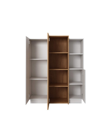 Komoda wysoka 3D 3d, drzwi, wnęka, biały/ dąb craft złoty, Laski Meble Komoda wysoka 3D 3d, drzwi, wnęka, biały/ dąb craft złoty, Laski Meble
