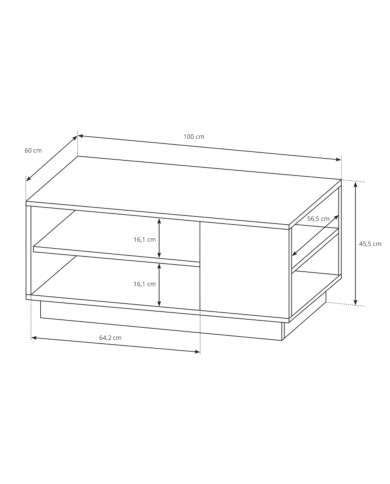 Stolik kawowy 3D, półki, biały/ dąb craft złoty, Laski Meble Stolik kawowy 3D, półki, biały/ dąb craft złoty, Laski Meble