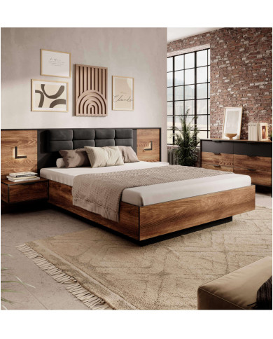 Szafa Milton 220 do sypialni, drzwi, szuflady, lustra, chestnut/ antracyt, Laski Meble Szafa Milton 220 do sypialni, drzwi, szuflady, lustra, chestnut/ antracyt, Laski Meble