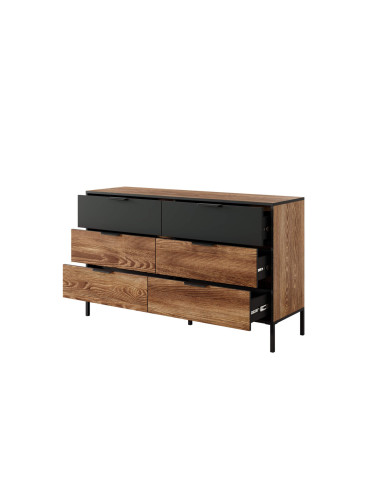 Komoda Milton 6s, szuflady, chestnuts/ antracyt, Laski Meble Komoda Milton 6s, szuflady, chestnuts/ antracyt, Laski Meble