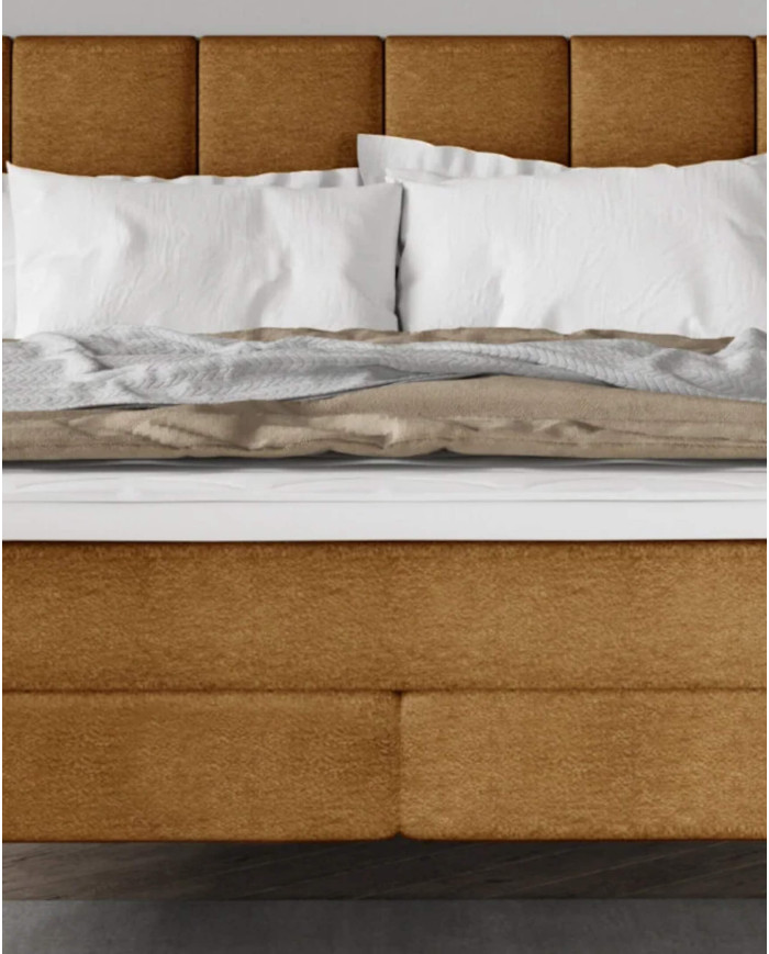 Łóżko kontynentalne Adel 140x200 cm, boxspring, tapicerowane, materace, Wersal