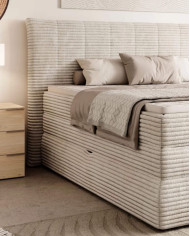 Łóżko kontynentalne Amber 160x200 cm, boxspring, tapicerowane, materace, pojemnik, Wersal