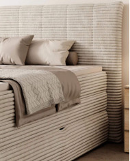 Łóżko kontynentalne Amber 140x200 cm, boxspring, tapicerowane, materace, pojemnik, Wersal