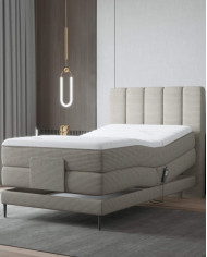 Łóżko kontynentalne Venus 100x200 cm, boxspring, elektrycznie regulowane, tapicerowane, materace, topper, Wersal