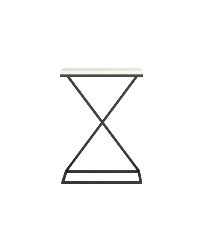 Stolik kawowy Doti, prostokątny, metalowy stelaż, marmur biały, Wersal