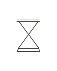 Stolik kawowy Doti, prostokątny, metalowy stelaż, marmur biały, Wersal