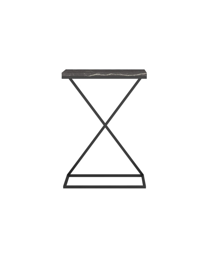 Stolik kawowy Doti, prostokątny, metalowy stelaż, marmur czarny, Wersal