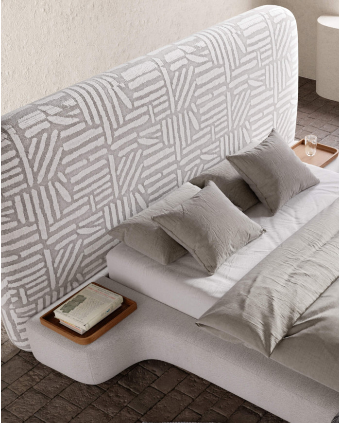 Łóżka tapicerowane Genesis 140x200 cm, akcesoria drewniane, Comforteo