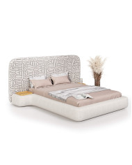 Łóżka tapicerowane Genesis 160x200 cm, akcesoria drewniane, Comforteo