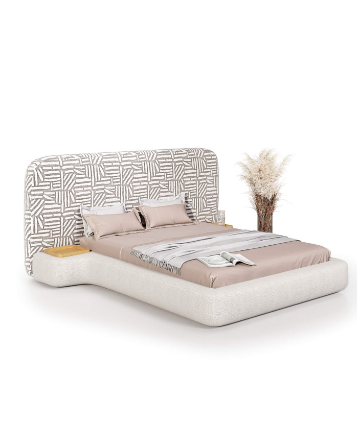Łóżka tapicerowane Genesis 180x200 cm, akcesoria drewniane, Comforteo