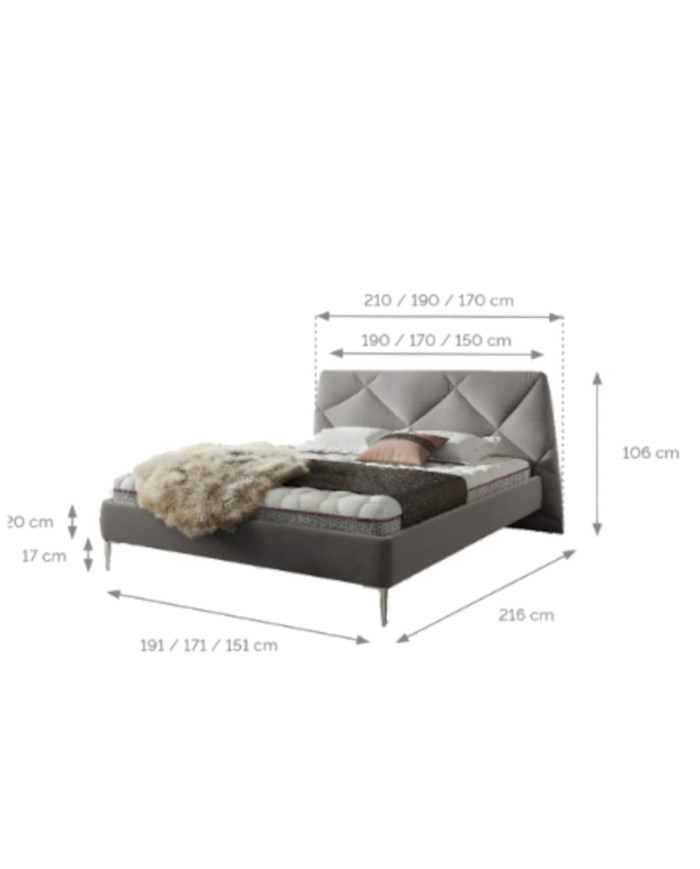 Łóżka tapicerowane Davos180x200 cm, Comforteo
