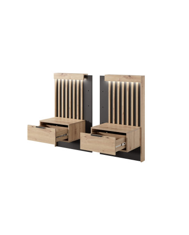 Szafki nocne Tally, 2 szafki z szufladą, dąb artisan/ antracyt, Laski Meble