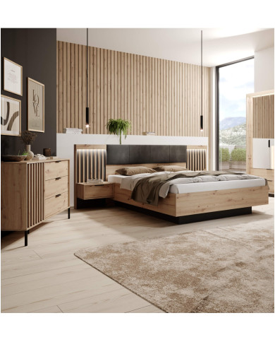 Szafki nocne Tally, 2 szafki z szufladą, dąb artisan/ antracyt, Laski Meble