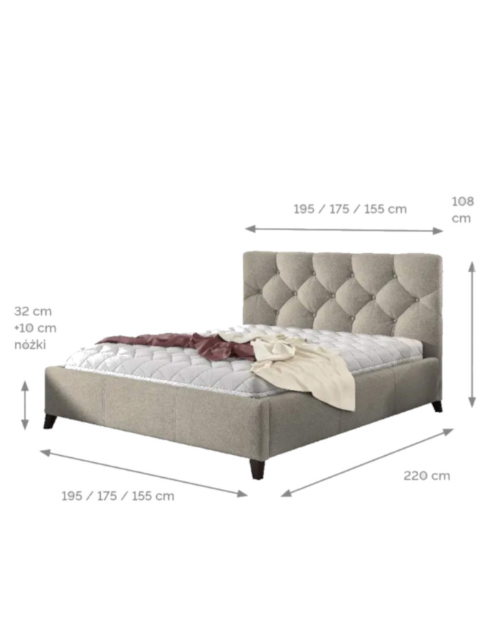 Łóżka tapicerowane Kasandra standard 160x200 cm, Comforteo
