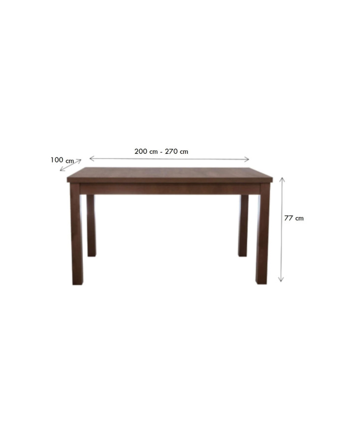 Stół ST62/3/L, rozkładany, 200-270/77/100 cm, noga 7x7 cm, 1 wkład powiększający, DREW-MARK