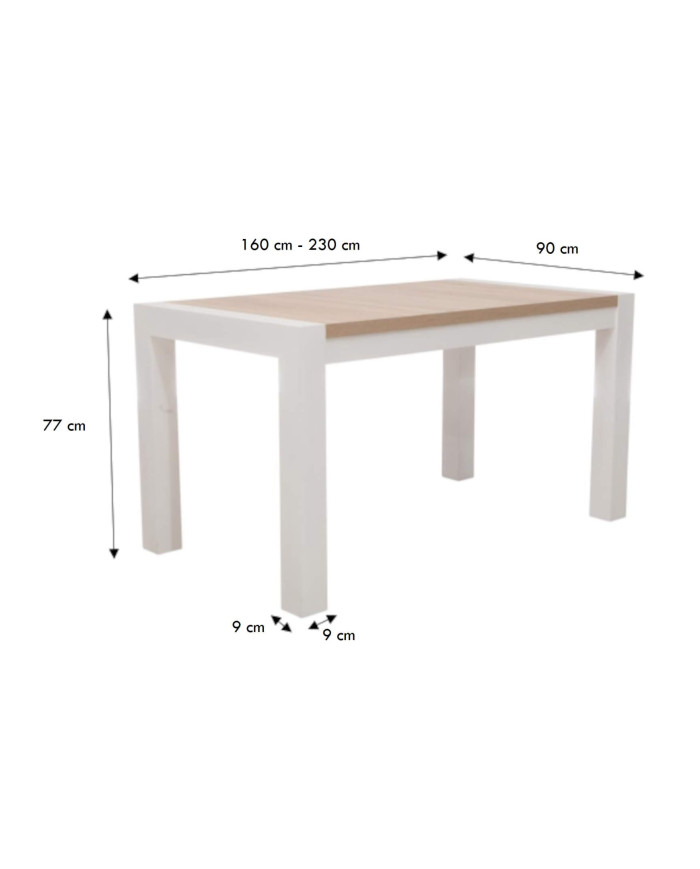 Stół ST40/2/L, rozkładany, 160-230/77/90 cm, noga 9x9 cm, 1 wkład powiększający, DREW-MARK