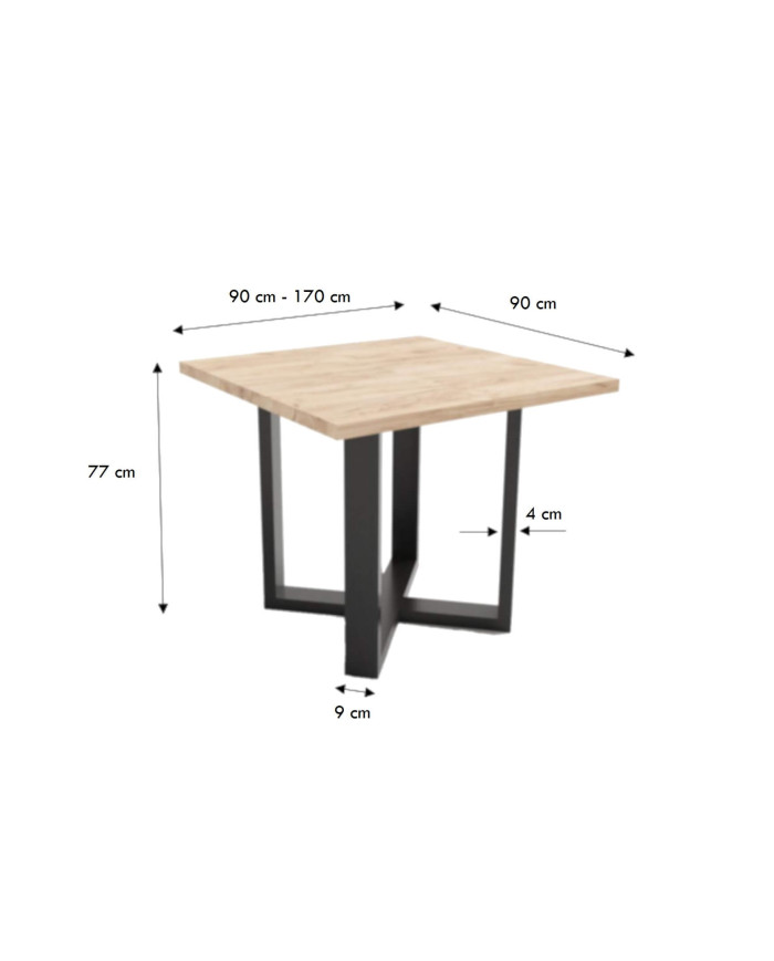 Stół ST95/2/L, rozkładany, 90-170/77/90 cm, noga 4x9 cm, 2 wkłady powiększające, DREW-MARK