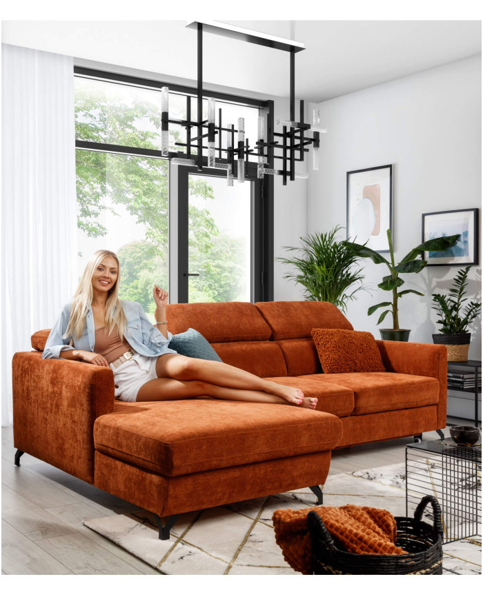 Narożnik Marozzo 3FB+OSB, funkcja spania, pojemnik, regulowane zagłówki, Stagra