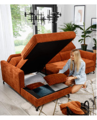 Narożnik Marozzo 3FB+OSB, funkcja spania, pojemnik, regulowane zagłówki, Stagra