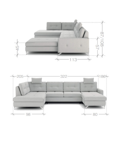 Narożnik Nawe OSB+2F+OS+2 zagłówki, funkcja spania, pojemniki, regulowane oparcia, Stagra Narożnik Nawe OSB+2F+OS+2 zagłówki, funkcja spania, pojemniki, regulowane oparcia, Stagra