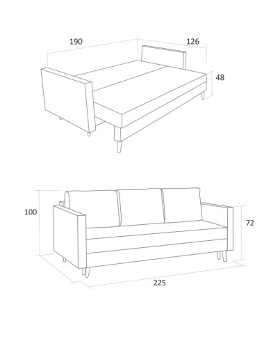 Wersalka Madis, funkcja spania, pojemnik, Lebex