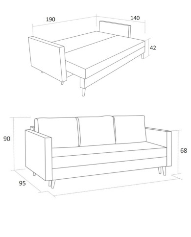 Kanapa Santiago, funkcja spania, pojemnik, Lebex Kanapa Santiago, funkcja spania, pojemnik, Lebex