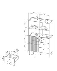 Komoda Prestigo P4, z drzwiami, szufladami i regałem, DOLMAR