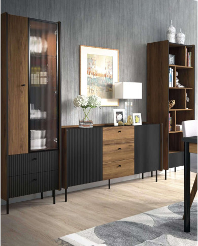 Komoda Prestigo P4, z drzwiami, szufladami i regałem, DOLMAR Komoda Prestigo P4, z drzwiami, szufladami i regałem, DOLMAR