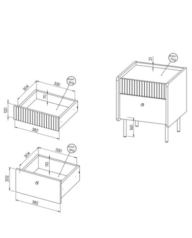 Szafka nocna Prestigo P12, z szufladą, DOLMAR