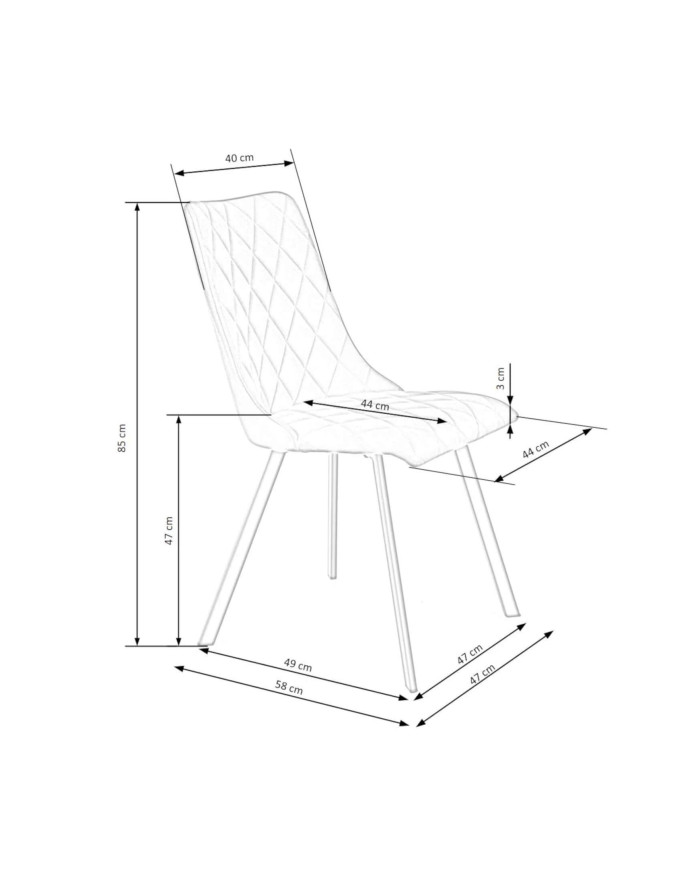 Nowoczesne krzesło K450, beżowe, dekoracyjne przeszycia, czarne metalowe nogi, HALMAR