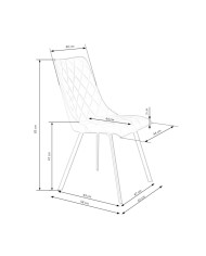Nowoczesne krzesło K450, beżowe, dekoracyjne przeszycia, czarne metalowe nogi, HALMAR