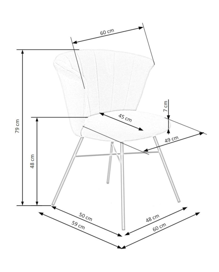 Nowoczesne krzesło K459, beżowe, dekoracyjne przeszycia, zaokrąglone, czarne metalowe nogi, HALMAR