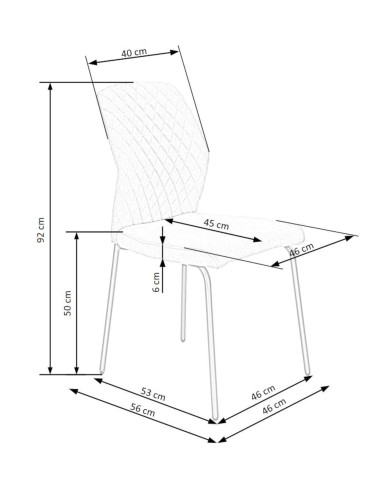 Nowoczesne krzesło K461, popielate, ozdobne przeszycia, czarne metalowe nogi, HALMAR Nowoczesne krzesło K461, popielate, ozdobne przeszycia, czarne metalowe nogi, HALMAR
