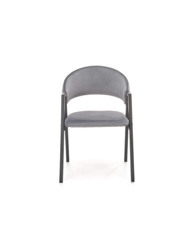 Nowoczesne krzesło z podłokietnikami K473, popielate, gładkie, metalowe czarne nogi, HALMAR Nowoczesne krzesło z podłokietnikami K473, popielate, gładkie, metalowe czarne nogi, HALMAR