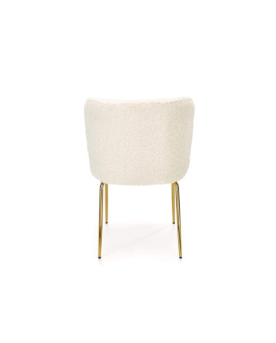 Krzesło glamour K474, kremowe, nogi złote chrom, tkanina boucle, HALMAR Krzesło glamour K474, kremowe, nogi złote chrom, tkanina boucle, HALMAR