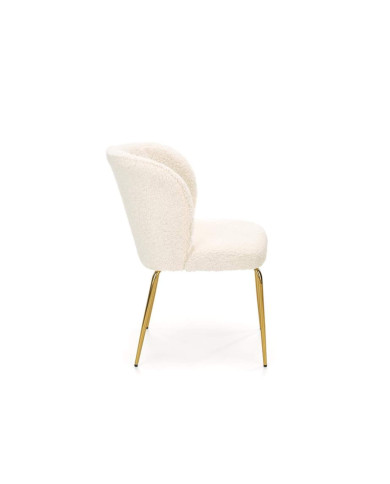 Krzesło glamour K474, kremowe, nogi złote chrom, tkanina boucle, HALMAR Krzesło glamour K474, kremowe, nogi złote chrom, tkanina boucle, HALMAR
