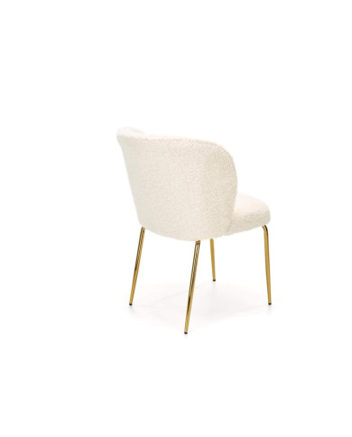 Krzesło glamour K474, kremowe, nogi złote chrom, tkanina boucle, HALMAR Krzesło glamour K474, kremowe, nogi złote chrom, tkanina boucle, HALMAR