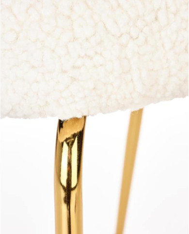 Krzesło glamour K474, kremowe, nogi złote chrom, tkanina boucle, HALMAR Krzesło glamour K474, kremowe, nogi złote chrom, tkanina boucle, HALMAR