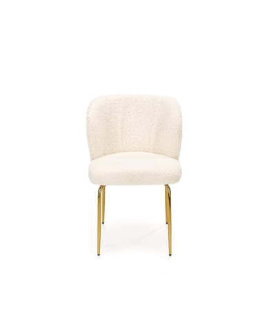 Krzesło glamour K474, kremowe, nogi złote chrom, tkanina boucle, HALMAR Krzesło glamour K474, kremowe, nogi złote chrom, tkanina boucle, HALMAR
