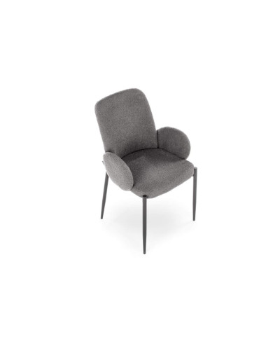 Nowoczesne krzesło z podłokietnikami K477, popielate/czarne, tkanina boucle, nogi metal, HALMAR Nowoczesne krzesło z podłokietnikami K477, popielate/czarne, tkanina boucle, nogi metal, HALMAR