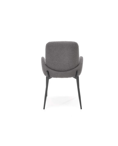 Nowoczesne krzesło z podłokietnikami K477, popielate/czarne, tkanina boucle, nogi metal, HALMAR Nowoczesne krzesło z podłokietnikami K477, popielate/czarne, tkanina boucle, nogi metal, HALMAR